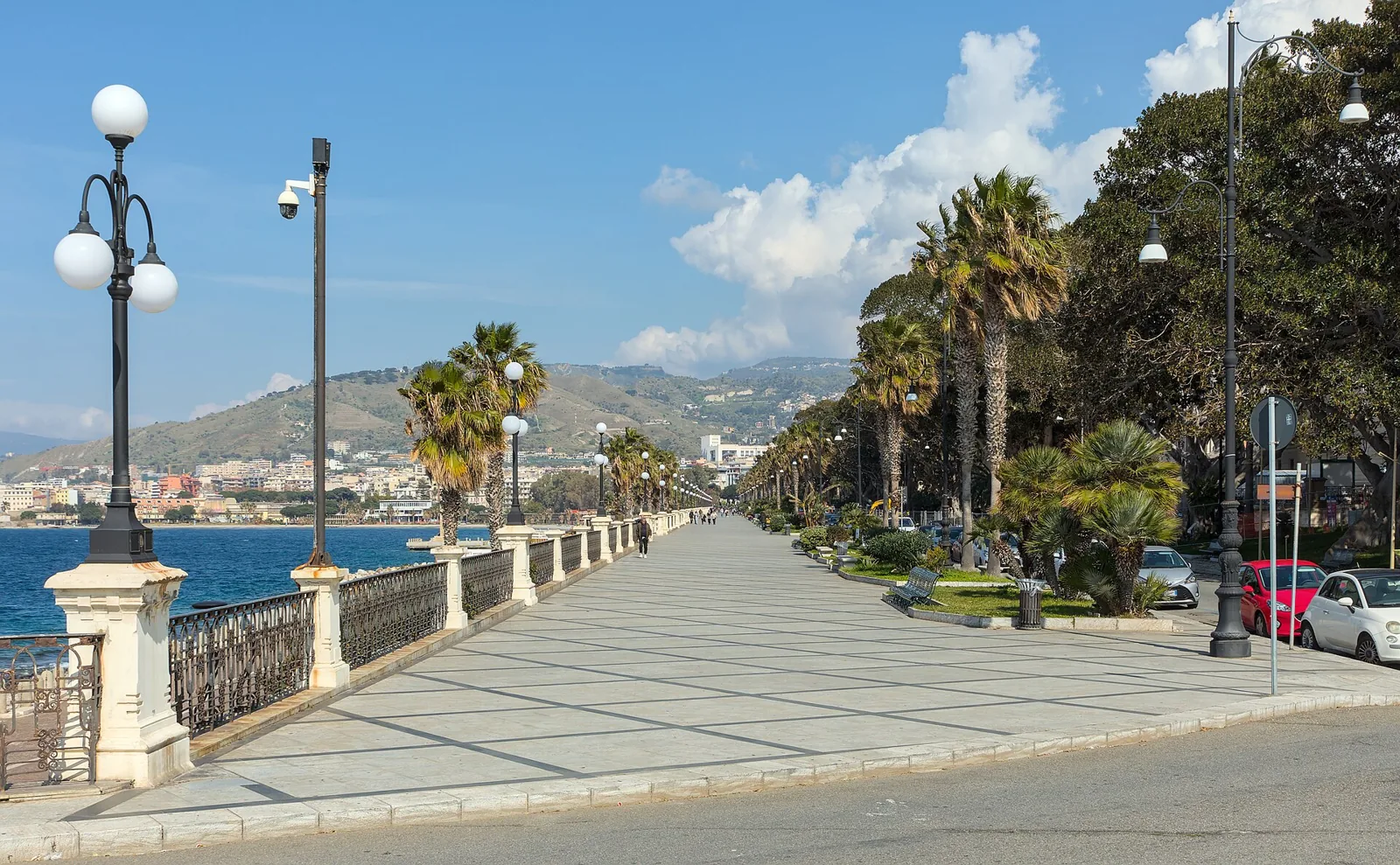 Wide Lungomare Falcomatà promenade by the sea