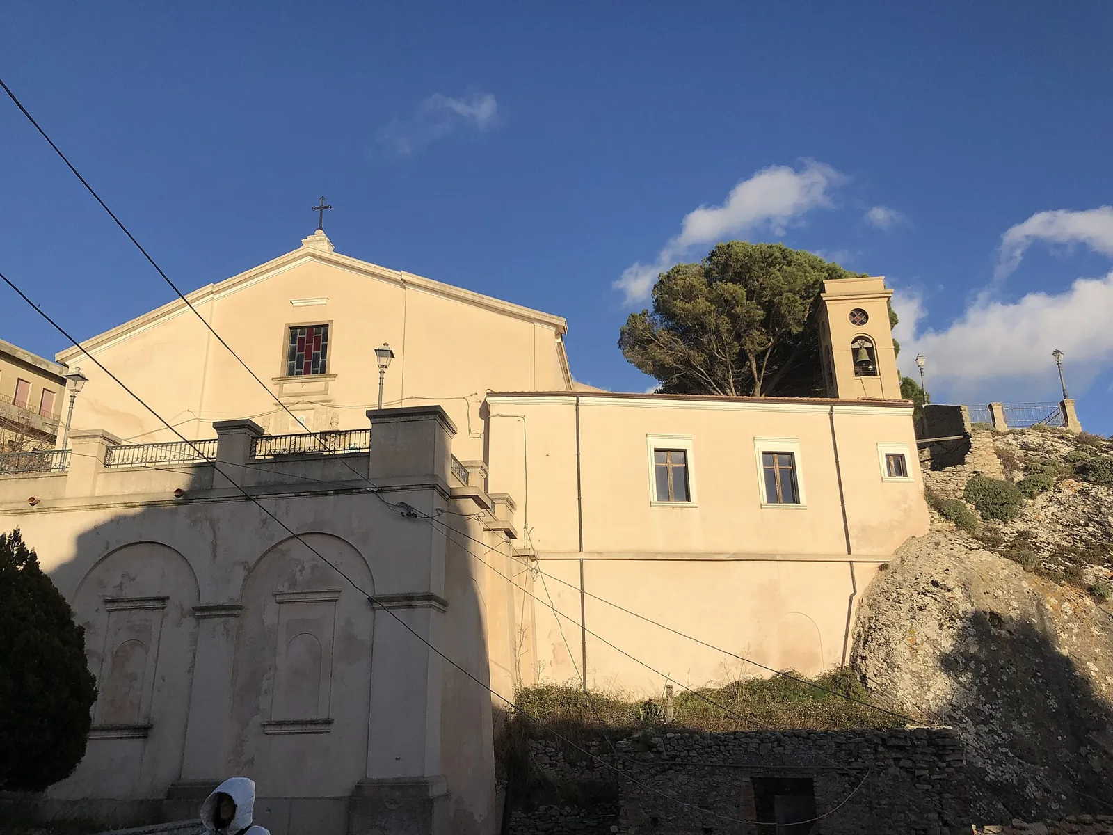 Facade of Bova Cathedral with bell tower