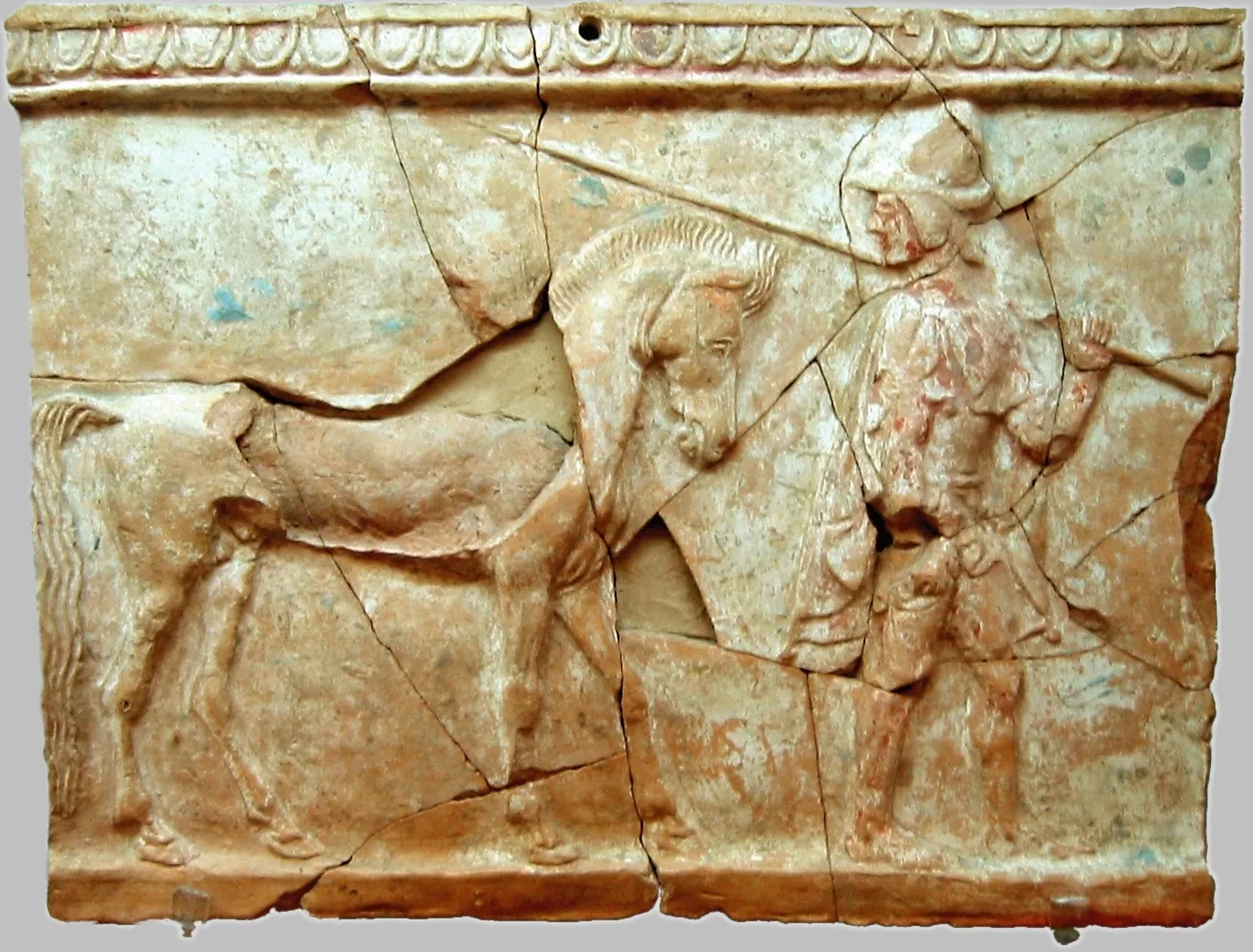 Pinax with man and horse from Locri