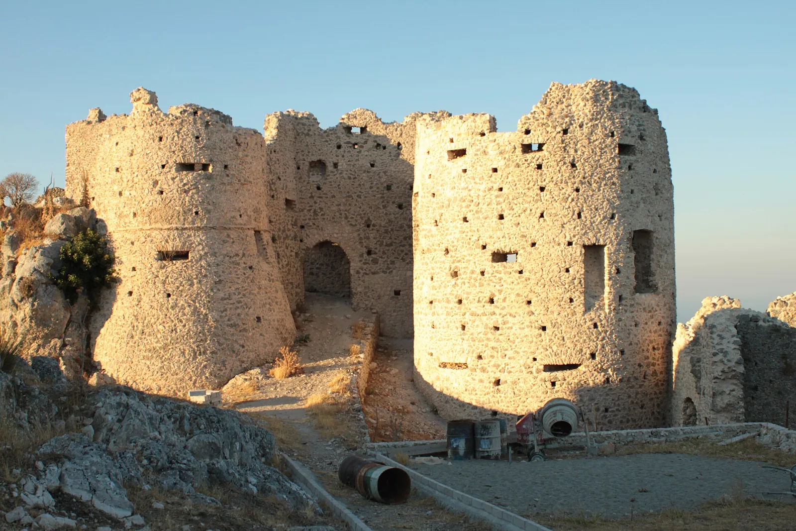 Norman castle ruins in Stilo in warm light
