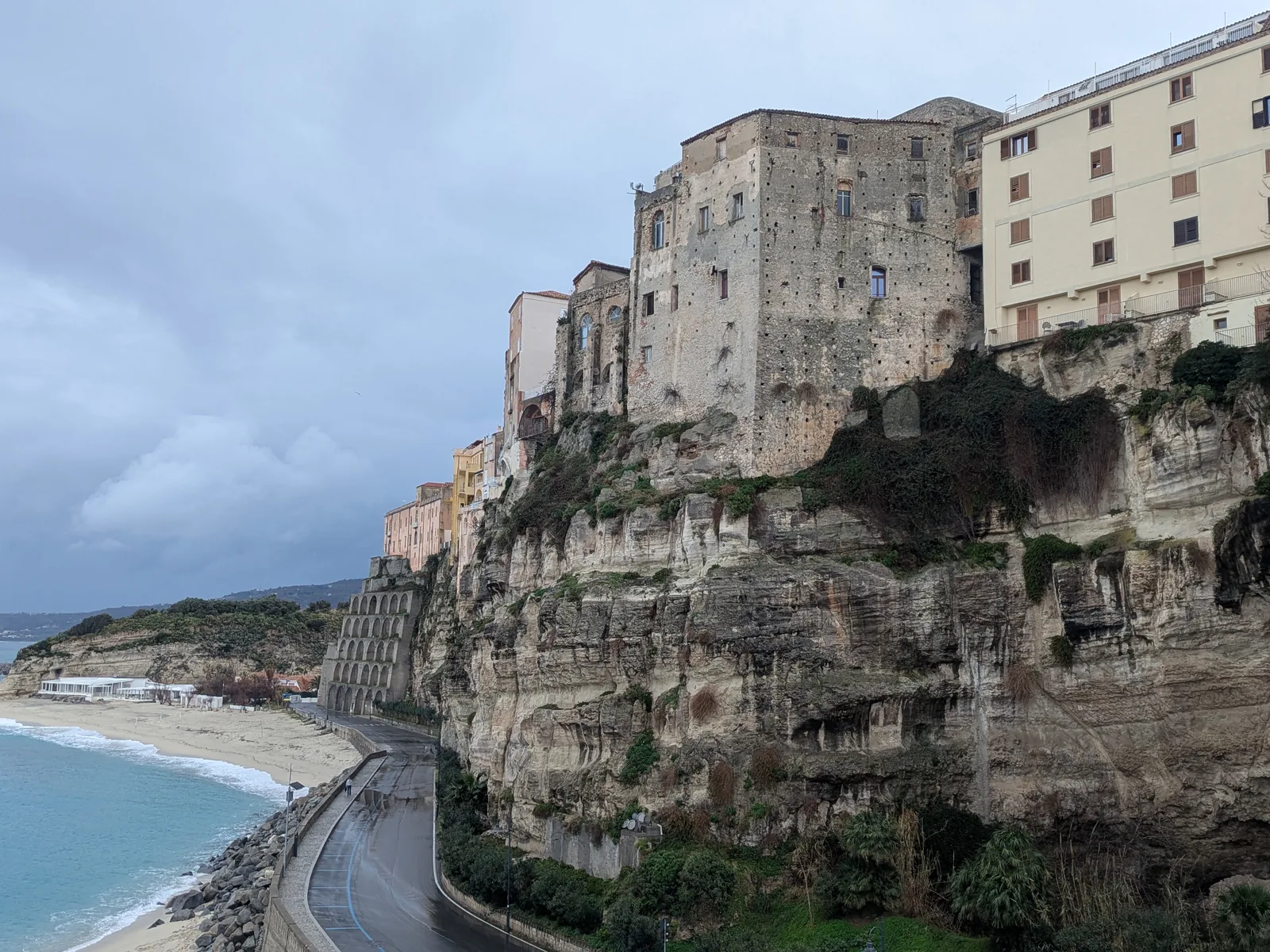 The beach beneath Tropea's cliff in winter