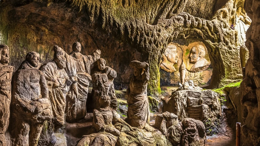 Interior of the Piedigrotta Church in Pizzo – sculptures carved in rock
