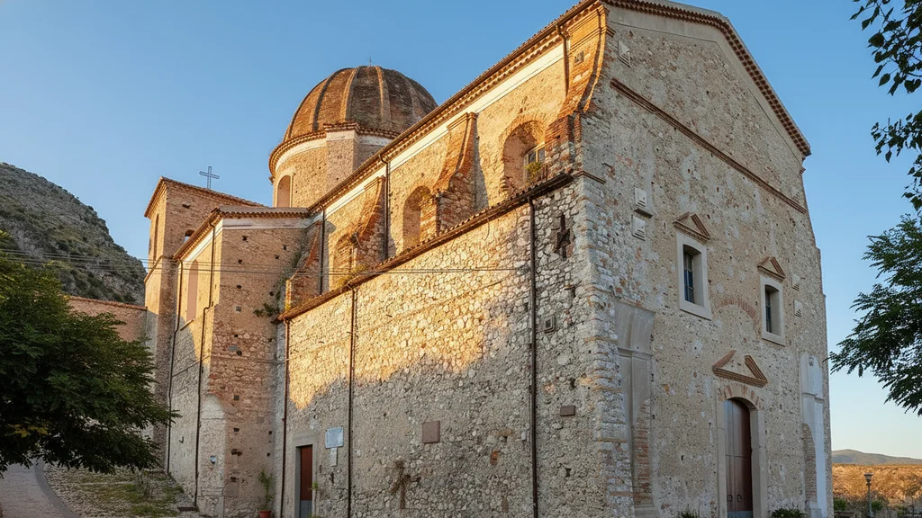Facade of the Monastery of San Domenico in Stilo on a sunny day